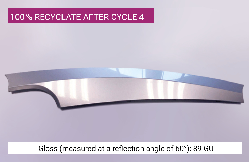 Embellished automotive dashboard with recycled content